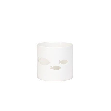 Lykt i porselen med fisk, 8 cm